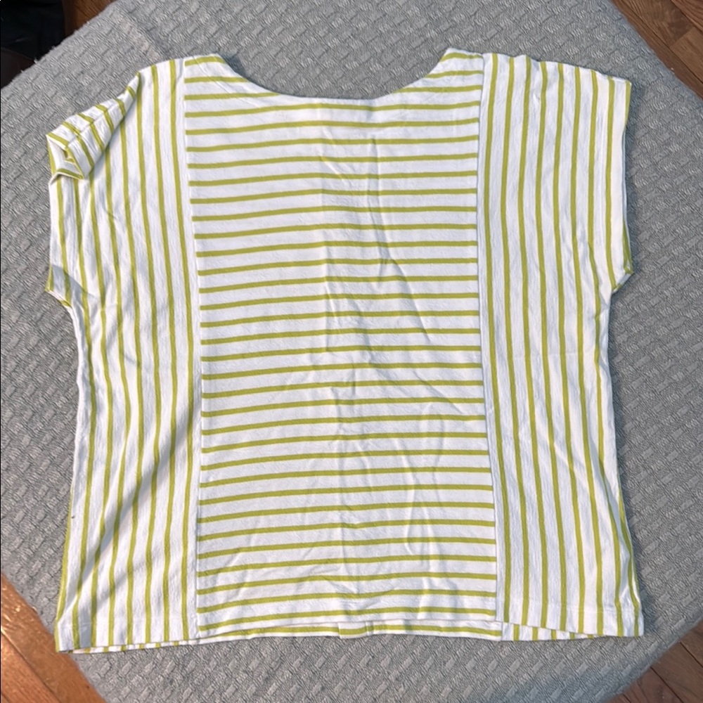 J. Jill White and Yellow Dolman Sleeve Boxy Tee